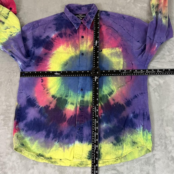 Vintage Guess By Georges Marciano Shirt Mens Large Tie Dye USA Button Up 80s - Picture 7 of 13